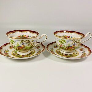 Set of 2 Royal Albert CHELSEA BIRD Teacup and Saucer